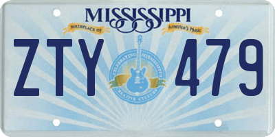 MS license plate ZTY479