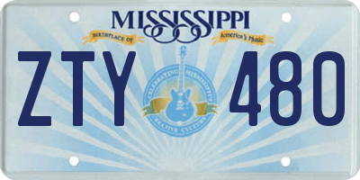 MS license plate ZTY480