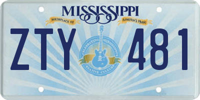 MS license plate ZTY481