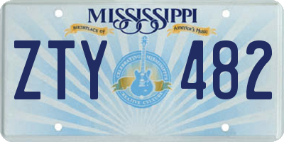 MS license plate ZTY482