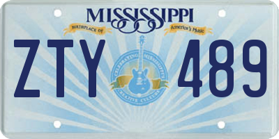 MS license plate ZTY489