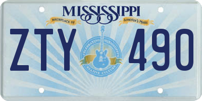 MS license plate ZTY490