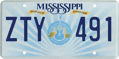 MS license plate ZTY491