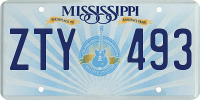 MS license plate ZTY493
