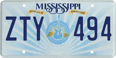 MS license plate ZTY494