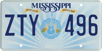 MS license plate ZTY496