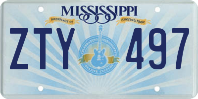 MS license plate ZTY497