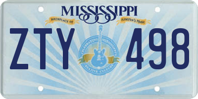 MS license plate ZTY498