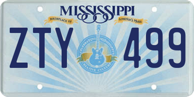 MS license plate ZTY499