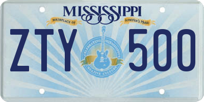 MS license plate ZTY500
