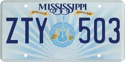 MS license plate ZTY503