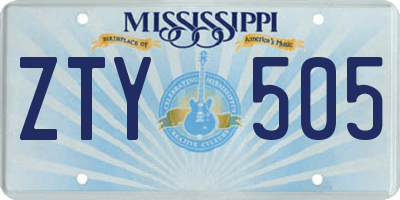 MS license plate ZTY505