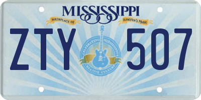 MS license plate ZTY507