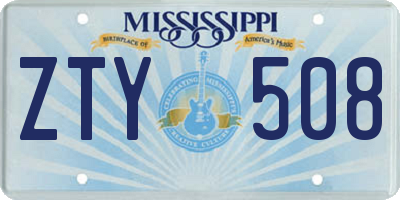 MS license plate ZTY508