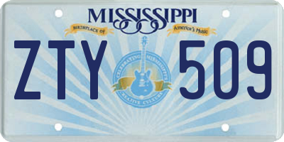 MS license plate ZTY509
