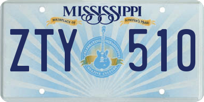MS license plate ZTY510