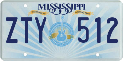 MS license plate ZTY512