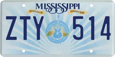 MS license plate ZTY514
