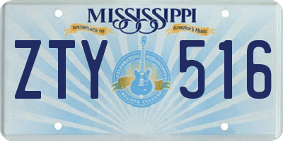 MS license plate ZTY516