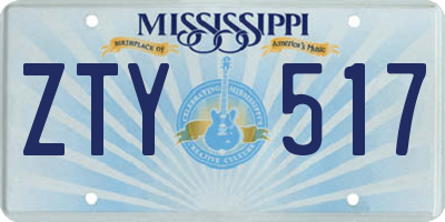 MS license plate ZTY517