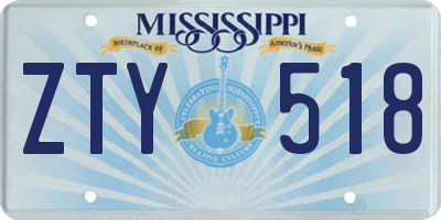 MS license plate ZTY518