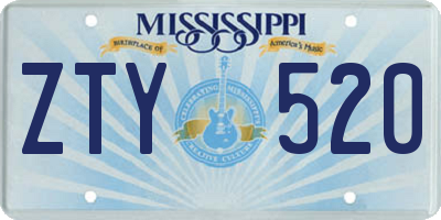 MS license plate ZTY520