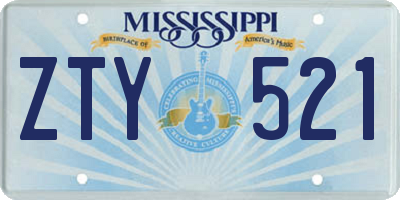 MS license plate ZTY521