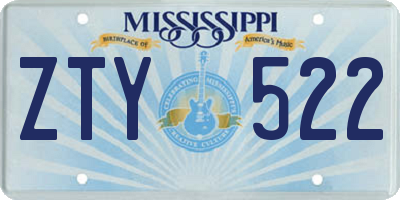 MS license plate ZTY522