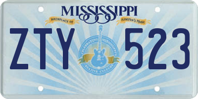 MS license plate ZTY523