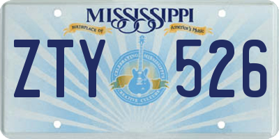 MS license plate ZTY526