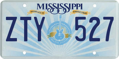 MS license plate ZTY527