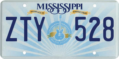 MS license plate ZTY528