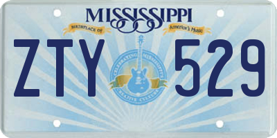 MS license plate ZTY529