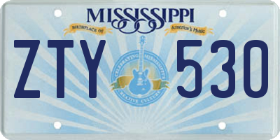 MS license plate ZTY530