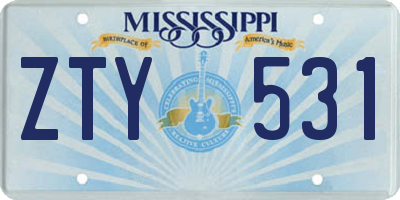 MS license plate ZTY531