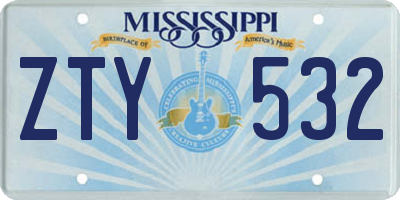 MS license plate ZTY532