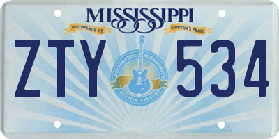 MS license plate ZTY534