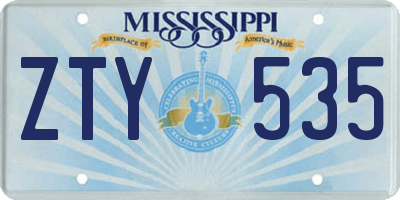 MS license plate ZTY535