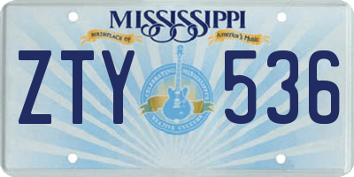MS license plate ZTY536