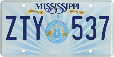 MS license plate ZTY537