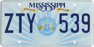 MS license plate ZTY539