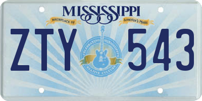 MS license plate ZTY543