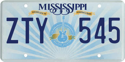 MS license plate ZTY545