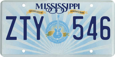 MS license plate ZTY546