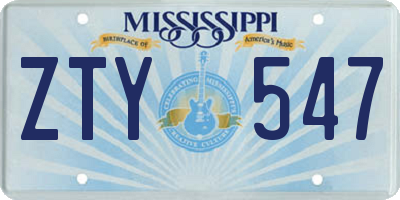 MS license plate ZTY547