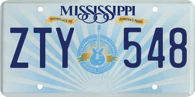 MS license plate ZTY548