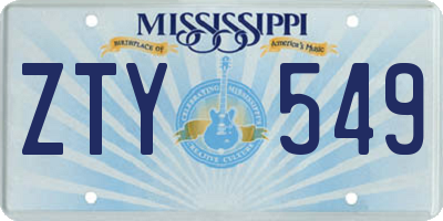 MS license plate ZTY549