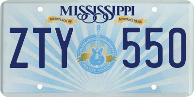 MS license plate ZTY550