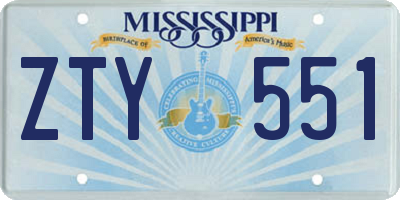 MS license plate ZTY551