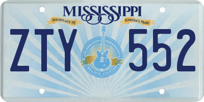 MS license plate ZTY552